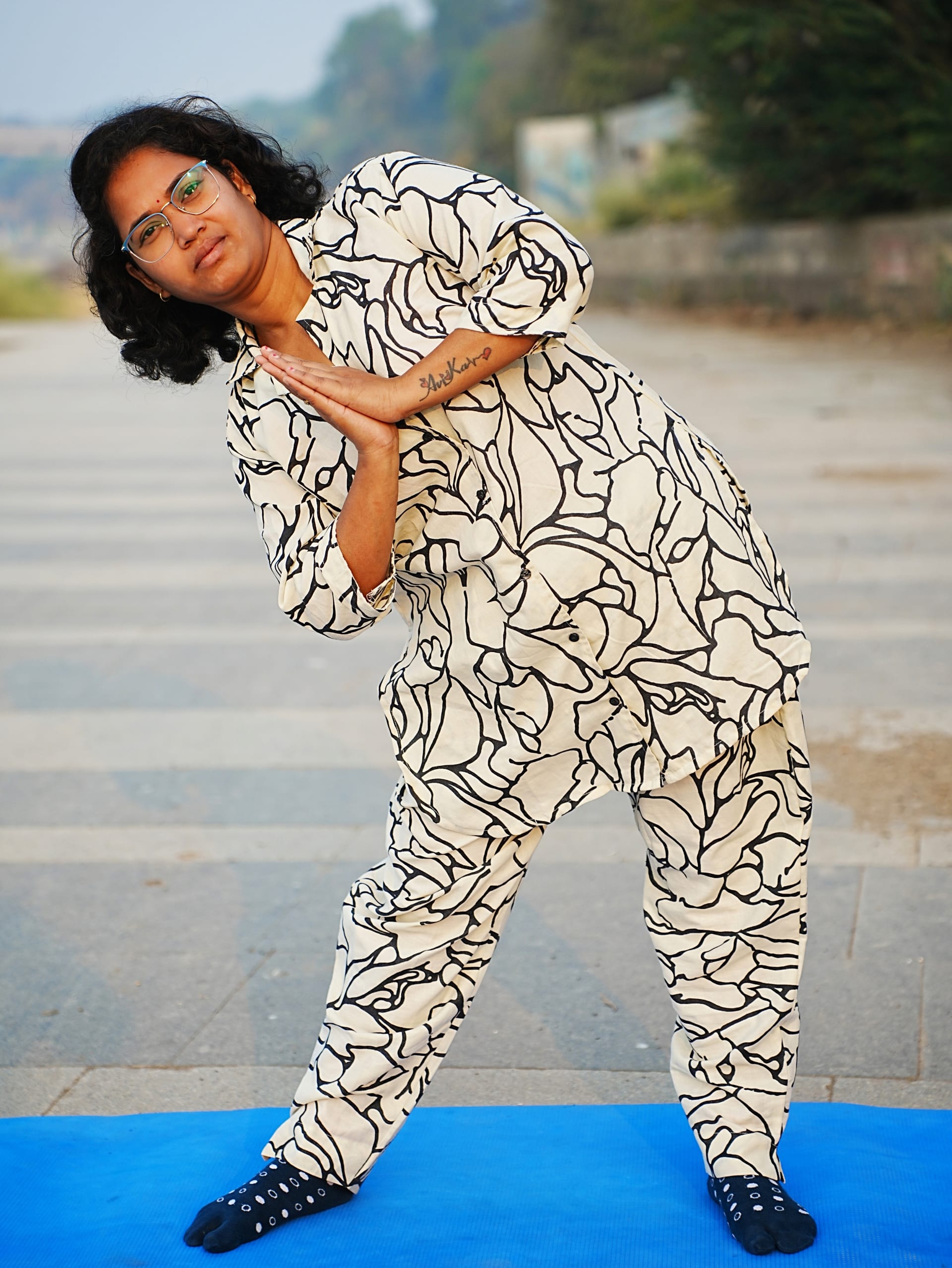 Priyanka in dynamic yoga pose